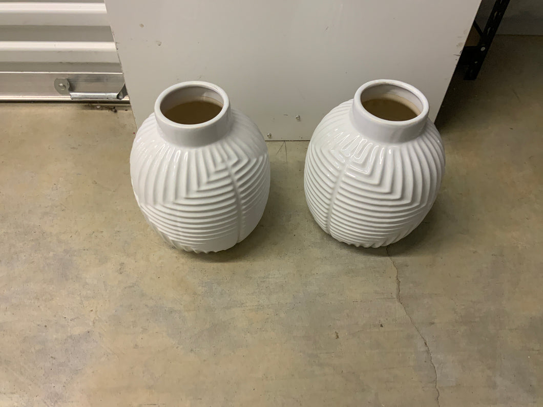 White modern vases x2