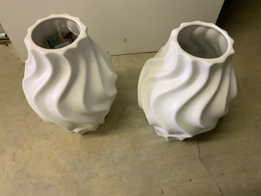 White swirl vases x2