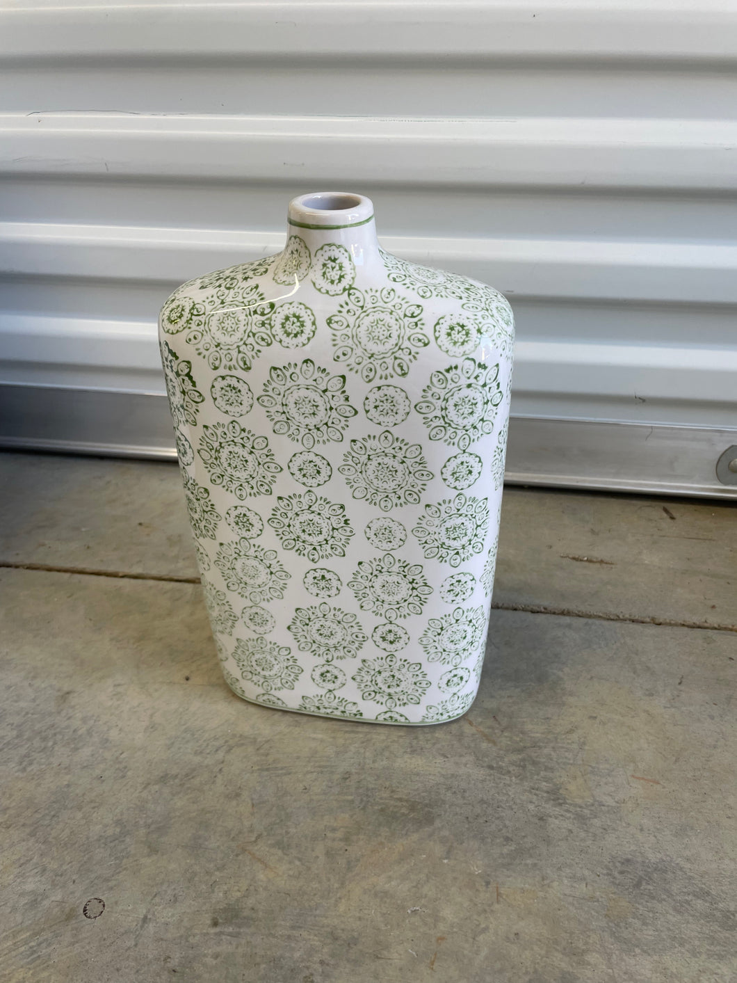 Green printed vase