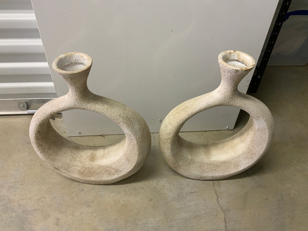 Cream cement vases with hole