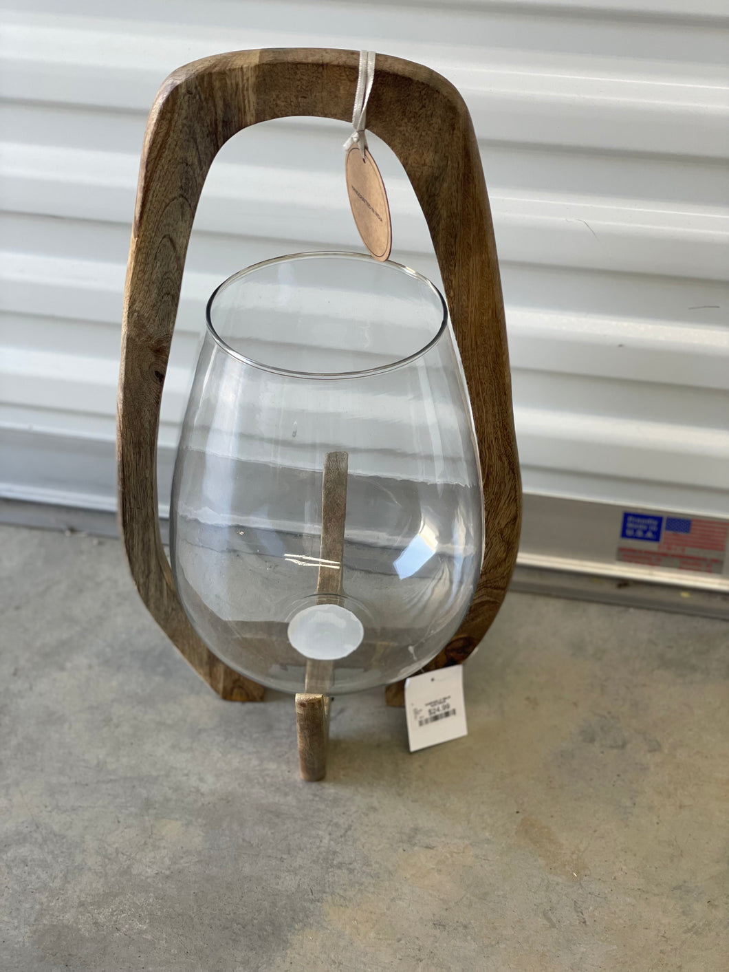 Wooden and glass votive